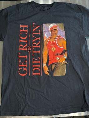 50 Cent Get Rich Or Die Tryin' Graphic T-Shirt Black Size Large